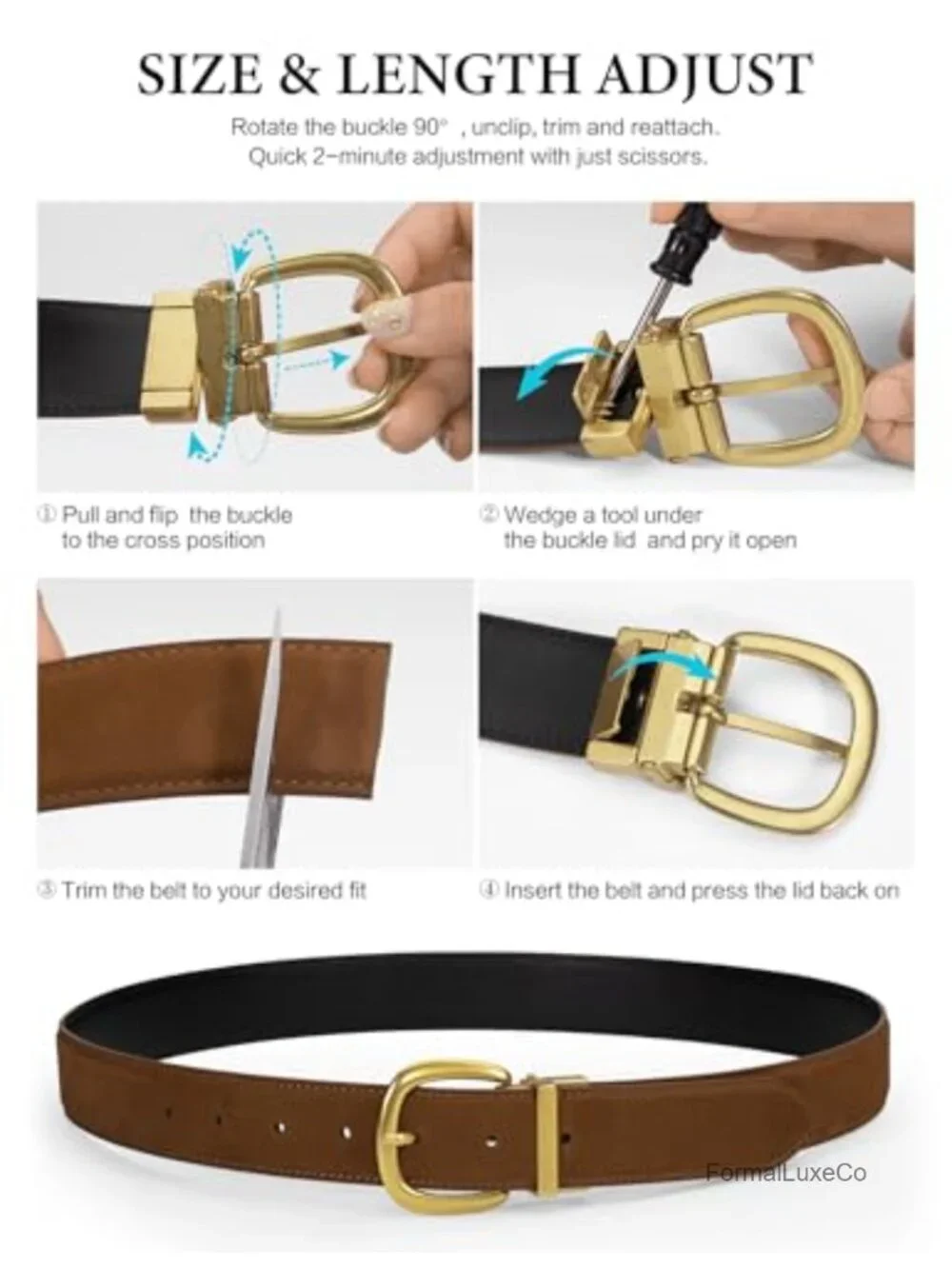 Genuine Top-Grain Suede Belt with Gold Buckle, Nappa Leather Backing, 1.3 Inch